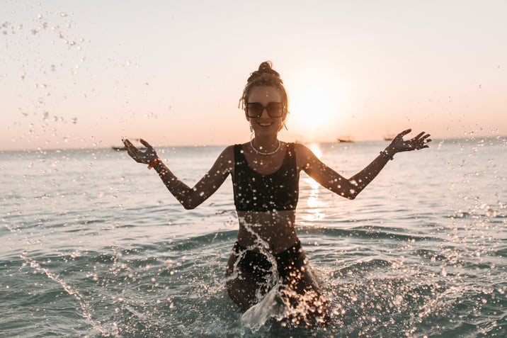 Sexy Woman Wearing Black Bikini